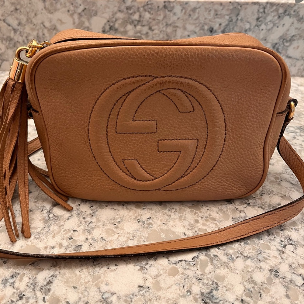 Gucci Brown Leather Crossbody Bag with Tassel